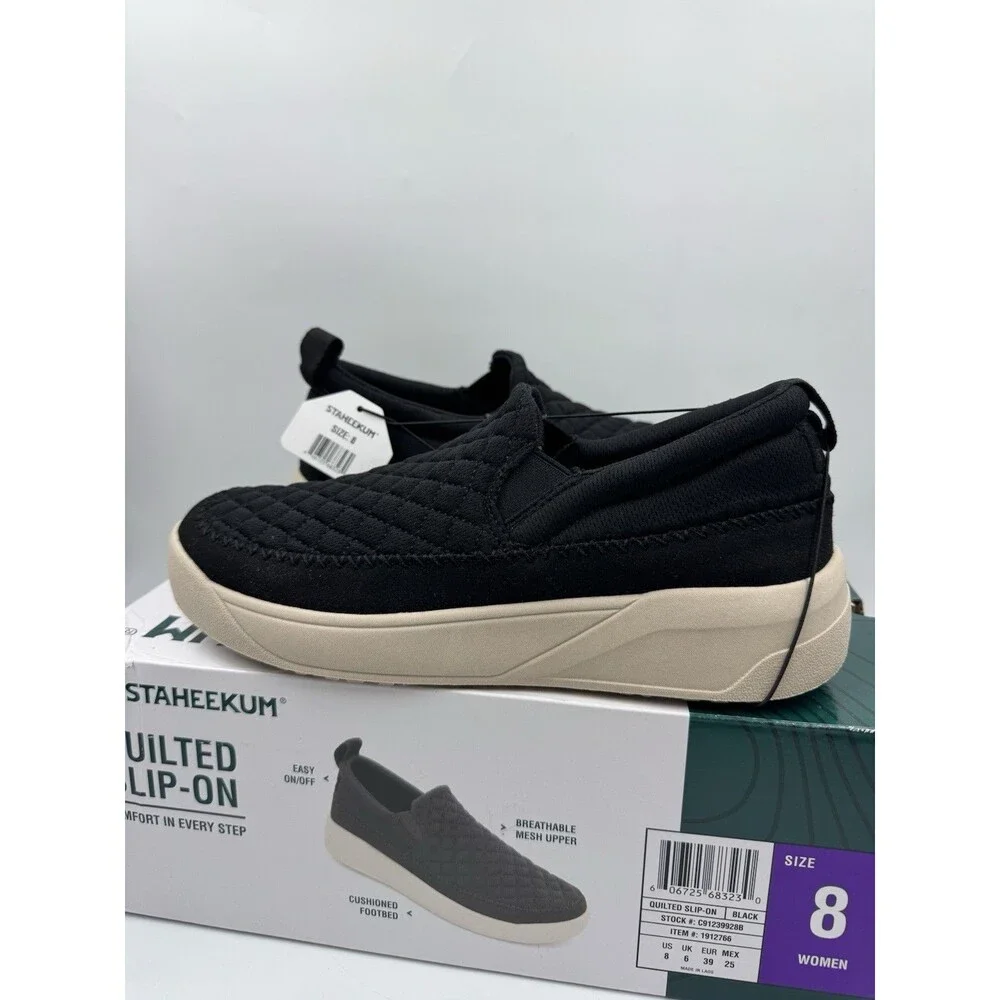 Staheekum Women's Quilted Cushioned Footbed Slip On Shoes - SIZE 8 Black